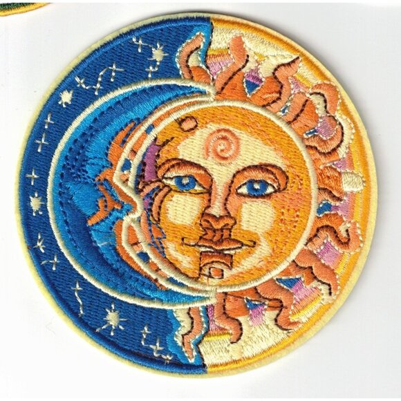 Unbranded Other - Sun Moon Hippie Love Peace 4in Embroidered Iron-on Patch